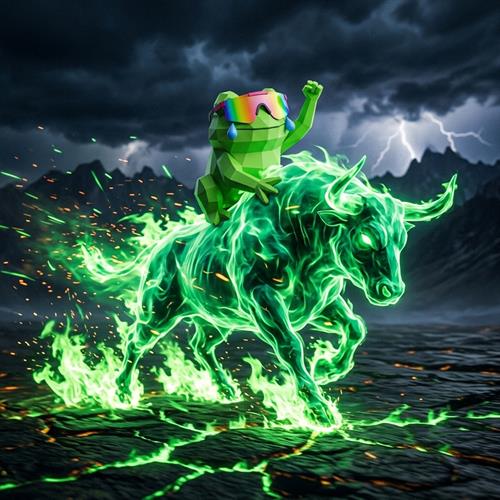 MOG TOAD riding a flaming green bull