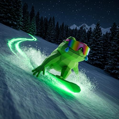 MOG TOAD snowboarding down a mountain