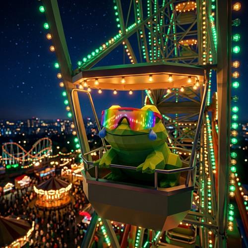 MOG TOAD on a lit-up ferris wheel